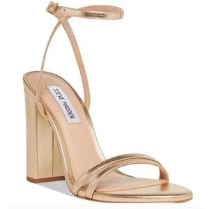 Steve Madden Gold‎ Metallic Ankle Strap Chunky Block Heel Sandals Sz 11M NIB NEW